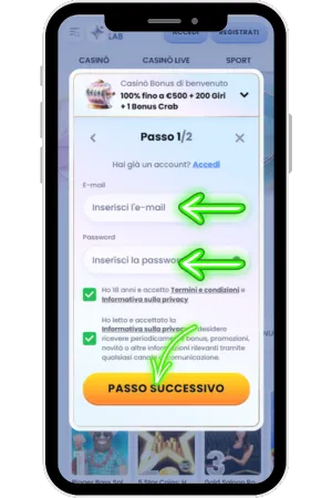 Enter your email address and password casinolab